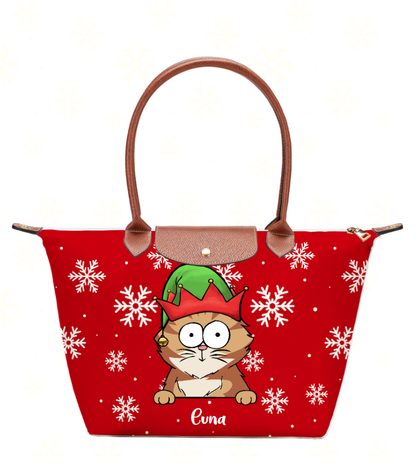 Personalized Christmas Tote Bag – Custom Name & Pet Design | Large-Capacity Dumpling Bag for Women | Elegant Holiday Gift Packaging