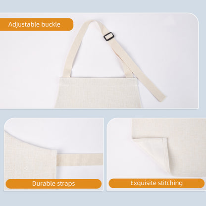 Blank Sublimation Apron for Adults 380GSM Heavy Duty Polyester Linen - Adjustable DIY Aprons for Heat Press Transfer Printing POD Business | Wholesale Bulk Craft Aprons for Embroidery Resale Projects