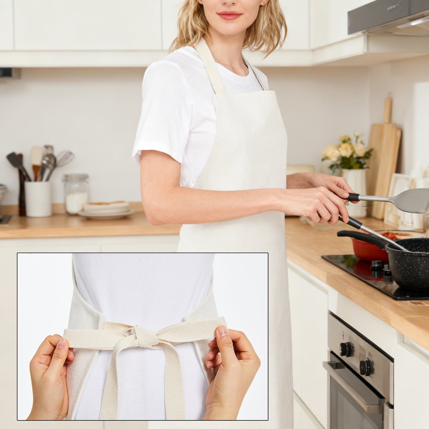 Blank Sublimation Apron for Adults 380GSM Heavy Duty Polyester Linen - Adjustable DIY Aprons for Heat Press Transfer Printing POD Business | Wholesale Bulk Craft Aprons for Embroidery Resale Projects