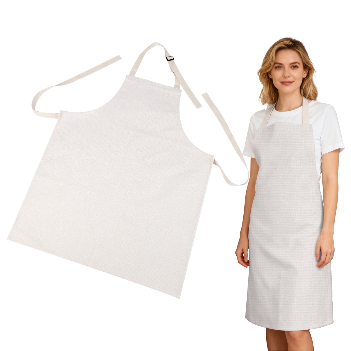 Blank Sublimation Apron for Adults 380GSM Heavy Duty Polyester Linen - Adjustable DIY Aprons for Heat Press Transfer Printing POD Business | Wholesale Bulk Craft Aprons for Embroidery Resale Projects