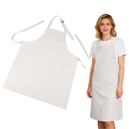 Blank Sublimation Apron for Adults 380GSM Heavy Duty Polyester Linen - Adjustable DIY Aprons for Heat Press Transfer Printing POD Business | Wholesale Bulk Craft Aprons for Embroidery Resale Projects