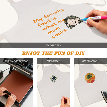 Blank Sublimation Apron for Adults 380GSM Heavy Duty Polyester Linen - Adjustable DIY Aprons for Heat Press Transfer Printing POD Business | Wholesale Bulk Craft Aprons for Embroidery Resale Projects