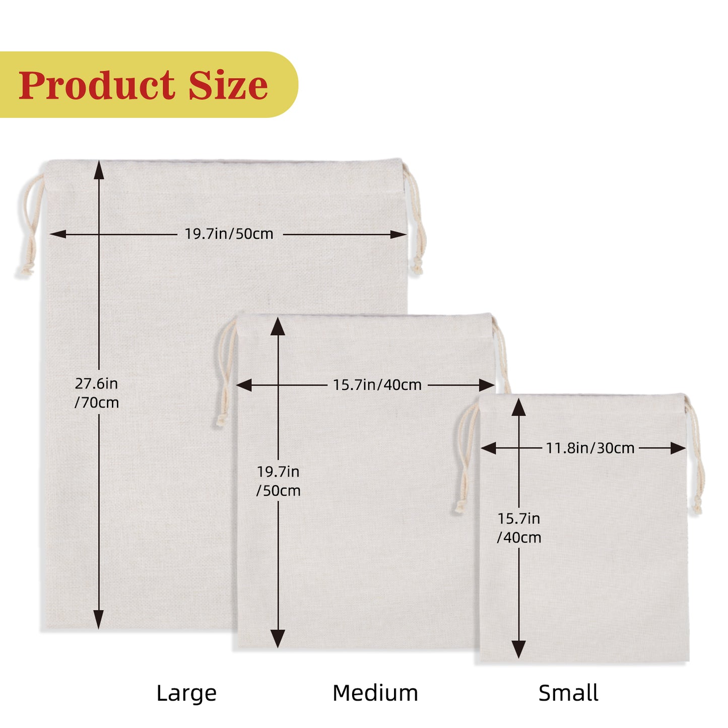 Click to see full view venoka Christmas Gift Sack Blank Linen Drawstring Bag – 19.69×27.56 Inch DIY Santa Gift Bag for Custom Embroidery, Heat Transfer, Sublimation & Painting – Reusable Xmas Packaging