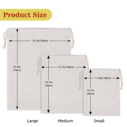 Click to see full view venoka Christmas Gift Sack Blank Linen Drawstring Bag – 19.69×27.56 Inch DIY Santa Gift Bag for Custom Embroidery, Heat Transfer, Sublimation & Painting – Reusable Xmas Packaging