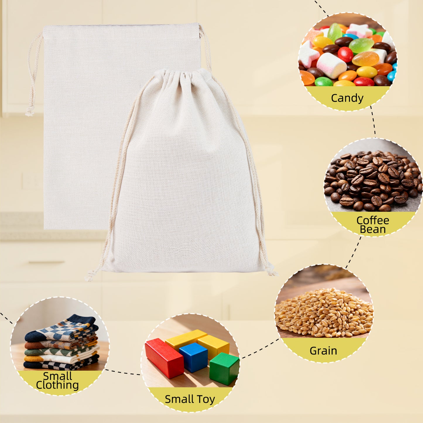 Click to see full view venoka Christmas Gift Sack Blank Linen Drawstring Bag – 19.69×27.56 Inch DIY Santa Gift Bag for Custom Embroidery, Heat Transfer, Sublimation & Painting – Reusable Xmas Packaging