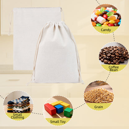 Click to see full view venoka Christmas Gift Sack Blank Linen Drawstring Bag – 19.69×27.56 Inch DIY Santa Gift Bag for Custom Embroidery, Heat Transfer, Sublimation & Painting – Reusable Xmas Packaging