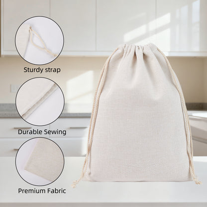 Click to see full view venoka Christmas Gift Sack Blank Linen Drawstring Bag – 19.69×27.56 Inch DIY Santa Gift Bag for Custom Embroidery, Heat Transfer, Sublimation & Painting – Reusable Xmas Packaging