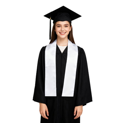 Blank White Graduation Stole 72 Inch for Sublimation - Double Layer Polyester Satin Sash 5.9 Inch Wide for Heat Transfer Vinyl Embroidery - Undecorated Adult Graduation Stole