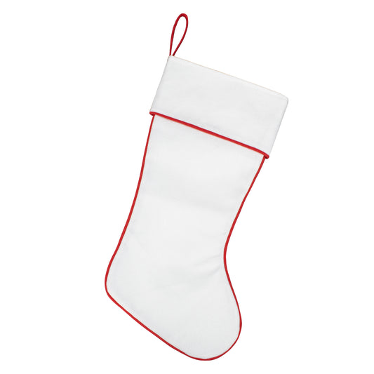 Blank Christmas Stocking with Red Trim for DIY Craft - Double Layer Burlap Style with Thick White Lining - Customizable for Embroidery Heat Transfer Painting | 17.71 Inch Farmhouse Holiday Decoration