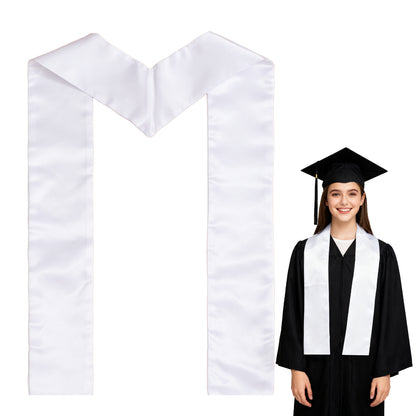 Graduation Stole Blank Sublimation - 260GSM Double Layer Satin 5.9x74.8in White DIY Sash for Heat Transfer Printing Embroidery, Sample Test Stole Class 2025 Ceremony Custom Decoration