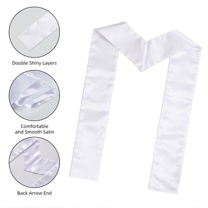Graduation Stole Blank Sublimation - 260GSM Double Layer Satin 5.9x74.8in White DIY Sash for Heat Transfer Printing Embroidery, Sample Test Stole Class 2025 Ceremony Custom Decoration