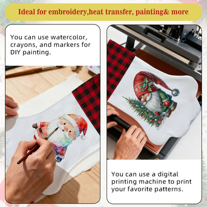 Paw Shaped Christmas Stocking Blank with Buffalo Plaid Cuff - Personalized Pet Stocking for Dog Cat DIY Embroidery Sublimation Heat Transfer | Double Layer Farmhouse Holiday Fireplace Decoration Gift